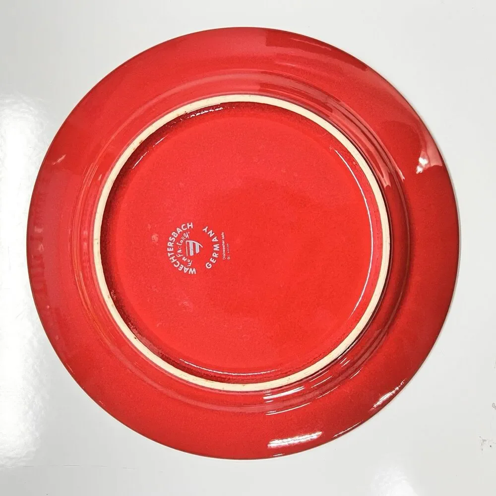Vintage Waechtersbach Germany Plates Set 3 Red Orange Yellow 8” MCM